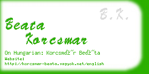 beata korcsmar business card